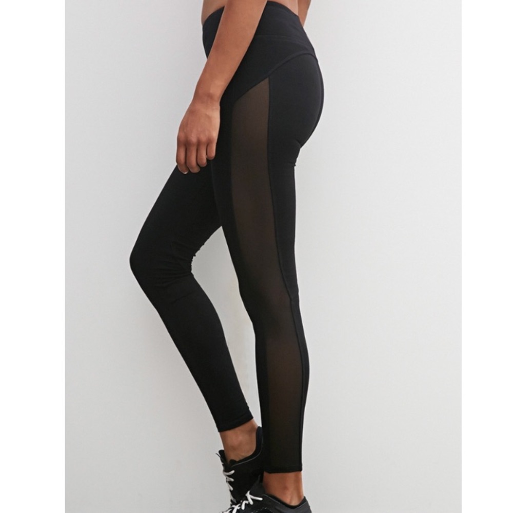 Forever 21 Black Mesh Paneled Leggings